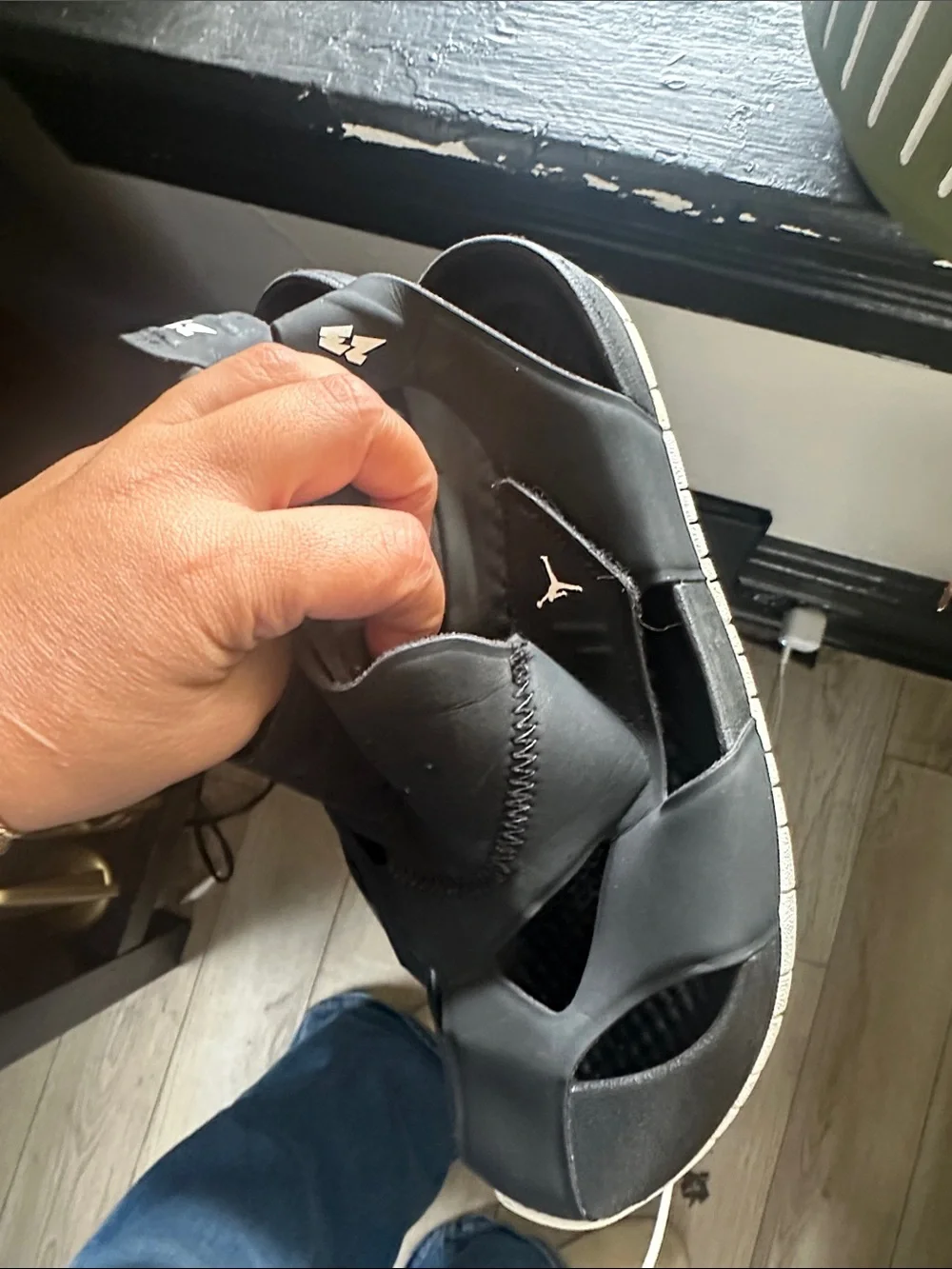 Jordan Kids' Black and White Slide Sandals